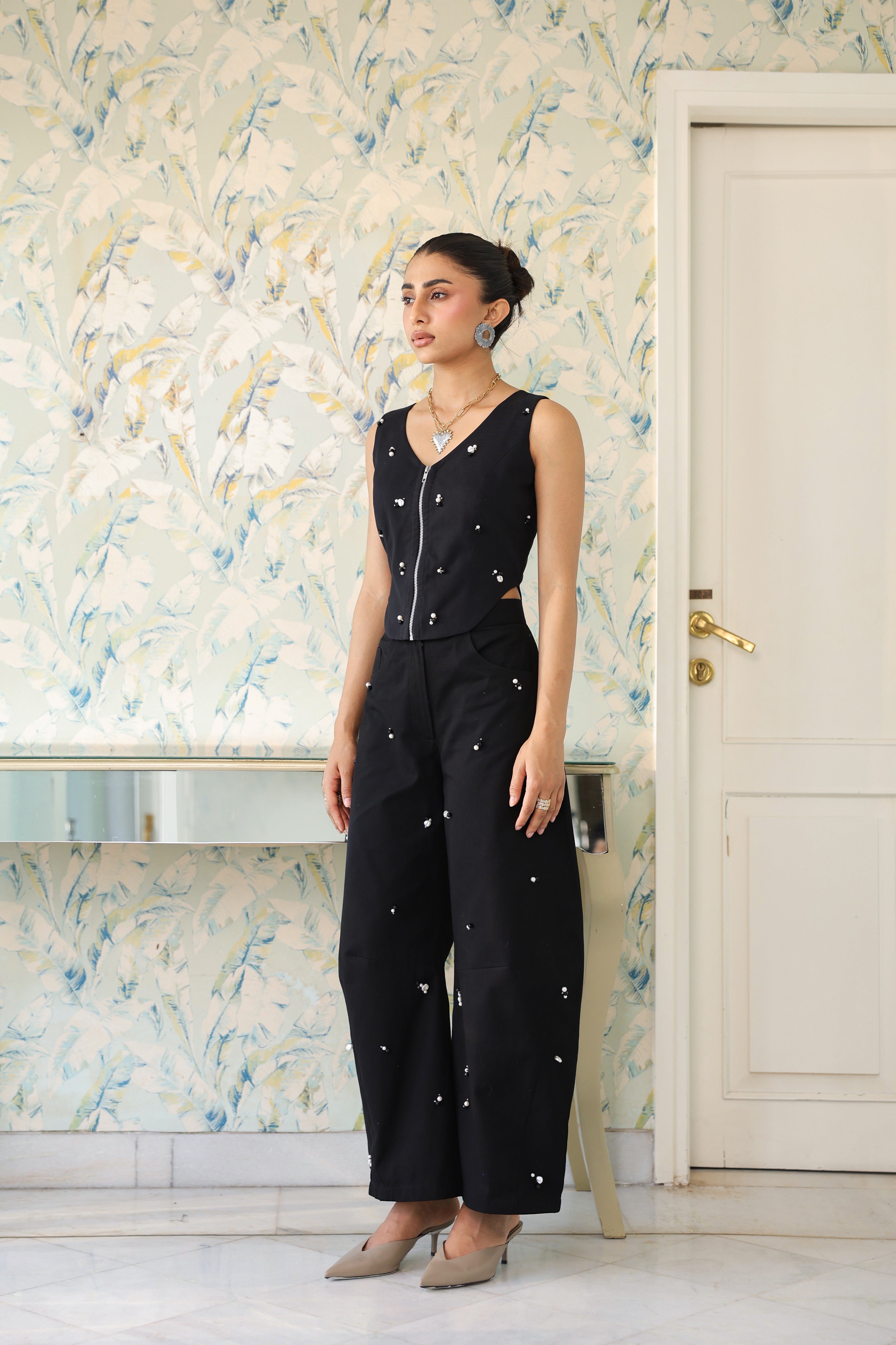 PEARLS IN MOONLIGHT BARREL PANTS
