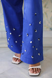 COBALT EMBELLISHED PANTS