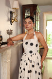 PARISIAN POLKA MUSE HALTER DRESS