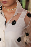 HALF AND HALF POLKA SHIRT DRESS