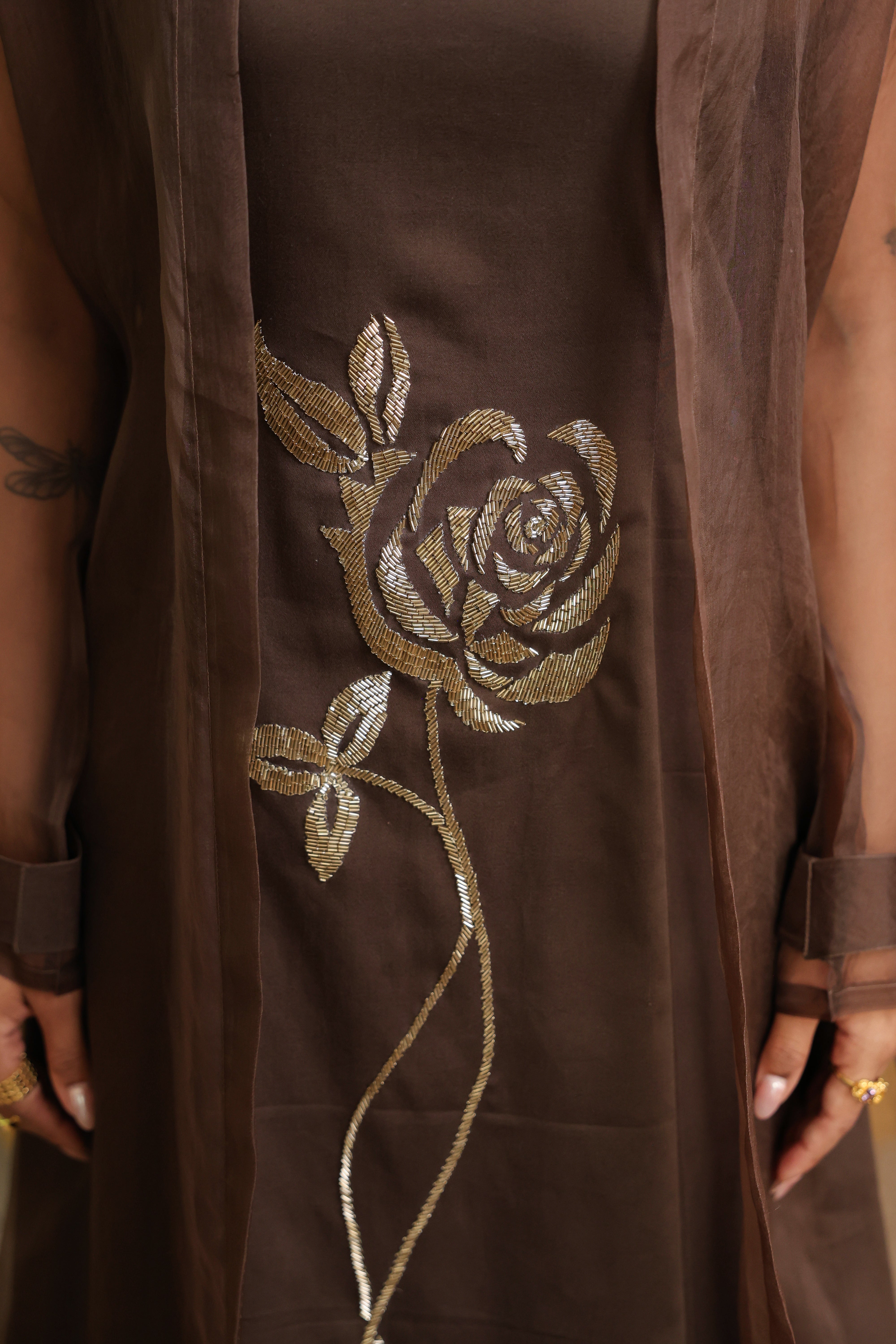 CHOCOLATE ROSE SLIP DRESS