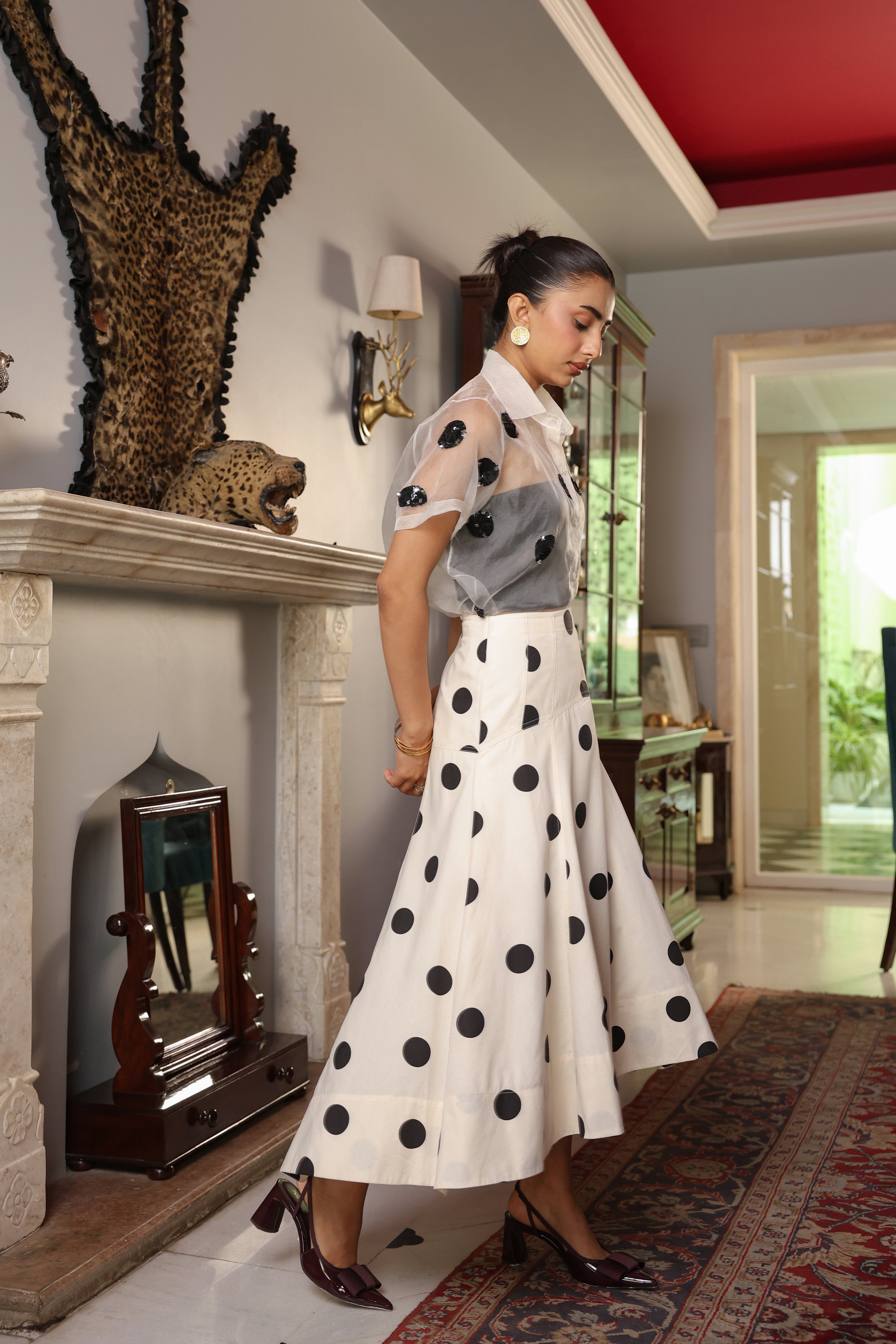 POLKA HI-LOW SKIRT
