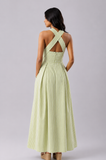 Lime Stripe Halter Maxi Dress