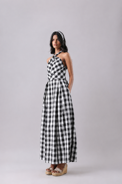 Gingham Maxi Black & white