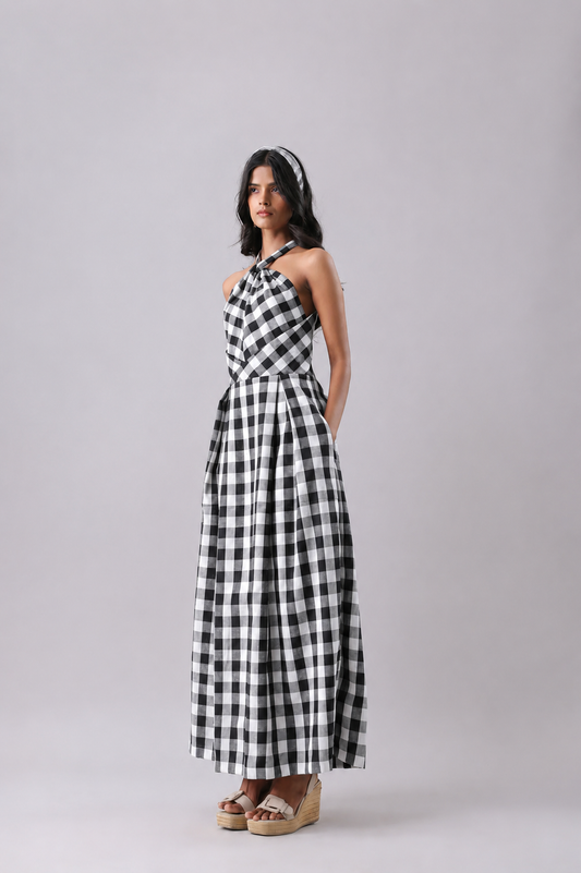 Gingham Maxi Black & white