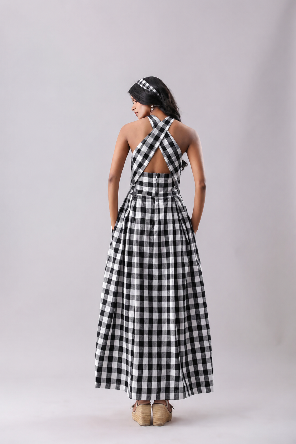 Gingham Maxi Black & white