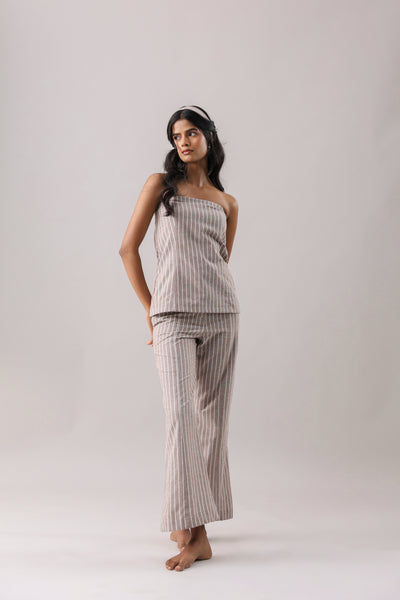 Mocha Striped Bandeau Set