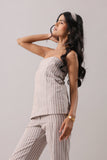 Mocha Striped Bandeau Top