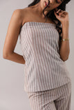 Mocha Striped Bandeau Set