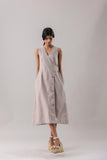 Mocha- Striped Wrap Midi