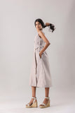 Mocha- Striped Wrap Midi