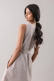 Mocha- Striped Wrap Midi