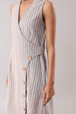 Mocha- Striped Wrap Midi