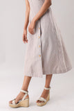 Mocha- Striped Wrap Midi