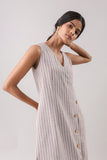 Mocha- Striped Wrap Midi