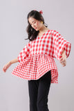 Gingham Kimono Top