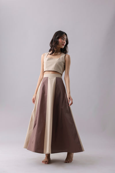 Sable-Cocoa Flared Skirt