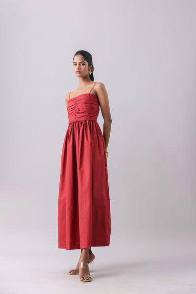 Rust Ruched Maxi