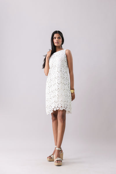 Ivory Foliage Cut Midi