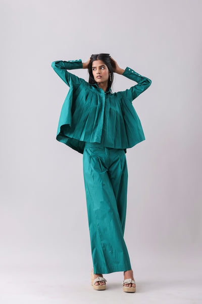 Emerald Pleated Shirt