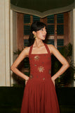 Fireflowers Halter Maxi (Rust)
