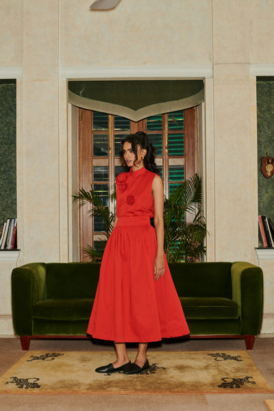 Gathered Skirt (Red)